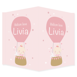 Geboortebord - Geboortebord met een schattige baby in luchtballon type Livia