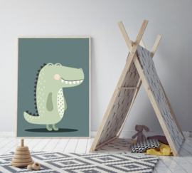 Poster met een stoere krokodil - poster babykamer of kinderkamer