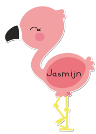 Naamstickers in vorm met lieve Flamingo