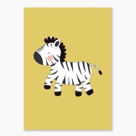 Poster geel met zebra - poster babykamer of kinderkamer
