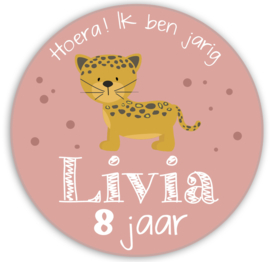 Traktatie stickers met naam voor een meisje leuke jaguar - 24 stuks