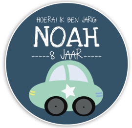 Traktatie stickers met naam auto mint - 24 stuks