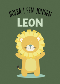 Geboortebord - Geboortebord raam met een leeuw type Leon