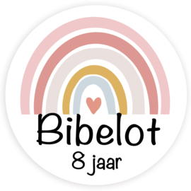 Traktatie stickers met naam regenboog - 24 stuks