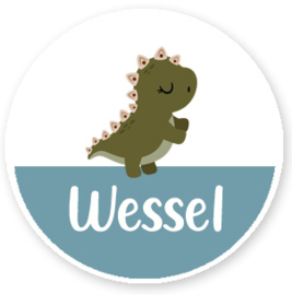 Schoenstickers met naam leuke dinosaurus type Wessel