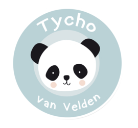 Naamstickers rond met een panda beertje