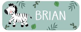 Naamstickers met een leuke zebra type Brian