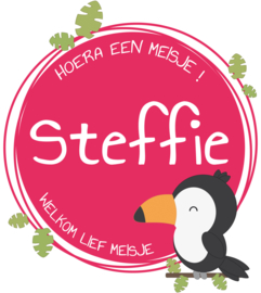 Geboortesticker met lieve toekan type Steffie