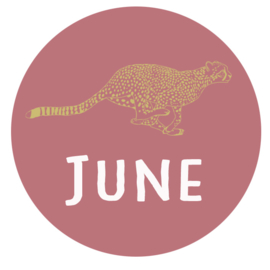 Geboortesticker met een gouden cheeta type June