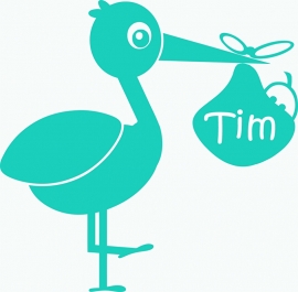 Geboortesticker ooievaar type Tim