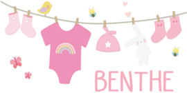 Geboortesticker leuke waslijn met babyspulletjes type Benthe