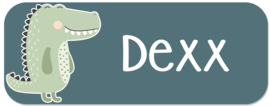 Naamstickers kind met een stoere krokodil type Dexx