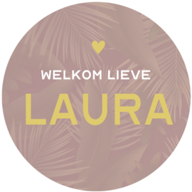 Geboortesticker meisje full colour met bladeren type Laura