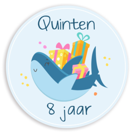 Traktatie stickers met naam haai - 24 stuks