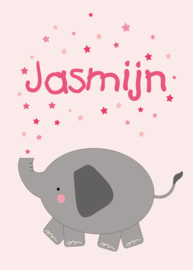 Geboortebord - Geboortebord met een schattig olifantje type Jasmijn