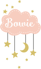 Geboortesticker full colour met wolk sterren en maan type Bowie