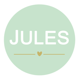 Geboortesticker full colour rond mint met een schattig hartje type Jules