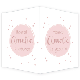 Geboortebord - Geboortebord raam met cirkels en roze stipjes type Amelie