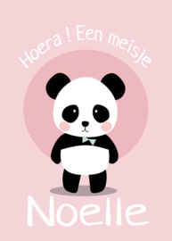 Geboortebord - Geboortebord raam met een leuke panda Noelle