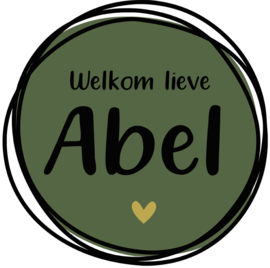 Geboortesticker raam full colour groen met cirkels en leuk hartje type Abel