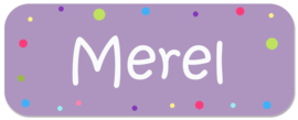 Naamstickers kind met confetti stippen type Merel