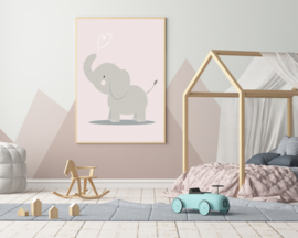 Poster met een schattige olifant - poster babykamer of kinderkamer