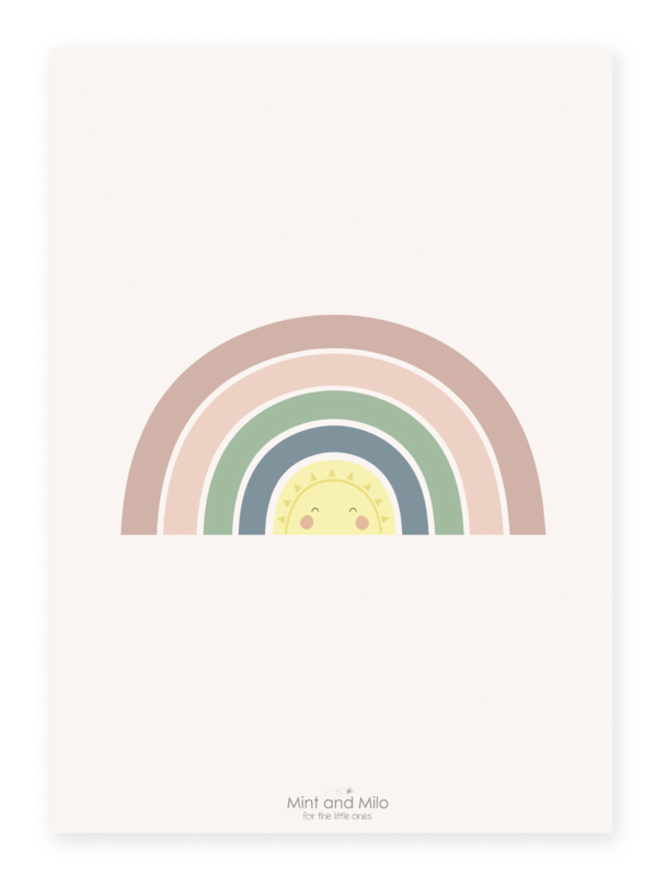 Poster met schattige regenboog - Mint and Milo
