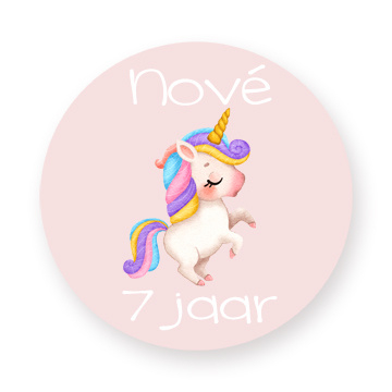 Traktatie stickers met naam Unicorn - Eenhoorn 24 stuks