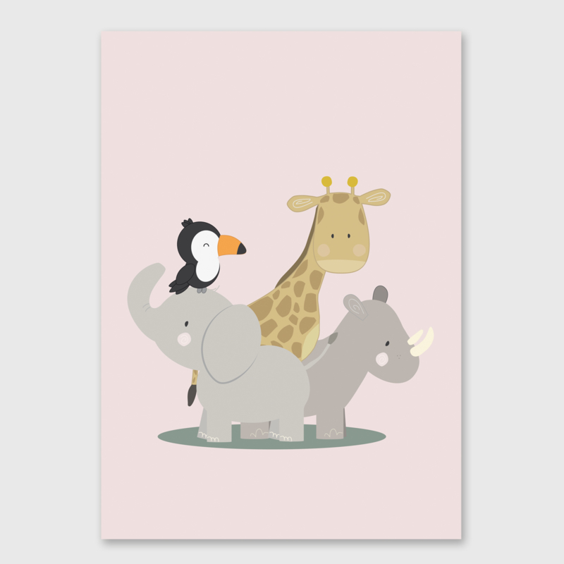 Poster met jungle dieren - poster babykamer of kinderkamer