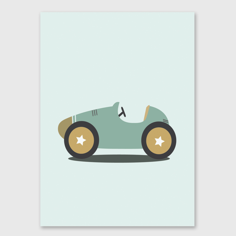 Poster met stoere raceauto - poster babykamer of kinderkamer