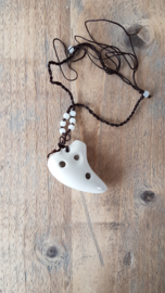 Necklace Ocarina - 6 holes - White - Accurate Tuning - Beautifully Crafted