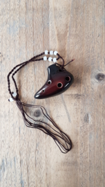 Necklace Ocarina - 6 holes - Brown - Accurate Tuning - Beautifully Crafted