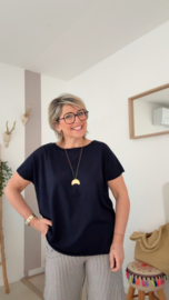 Anja donkerblauw korte mouw