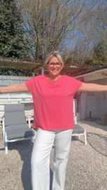 Anja donkerroze korte mouw