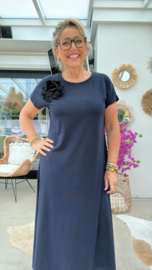 T-shirtkleed blauw met bloem