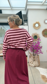 Anja brede streep bordeaux/roze
