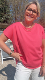 Anja donkerroze korte mouw