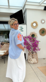 Tyna blauw/neon oranje