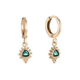 Rotary Diamond & Grapes Green Gold-plated Earrings