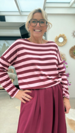 Anja brede streep bordeaux/roze