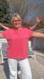 Anja donkerroze korte mouw