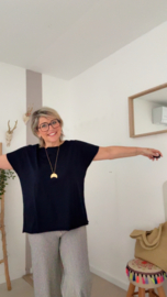 Anja donkerblauw korte mouw