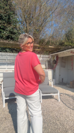 Anja donkerroze korte mouw