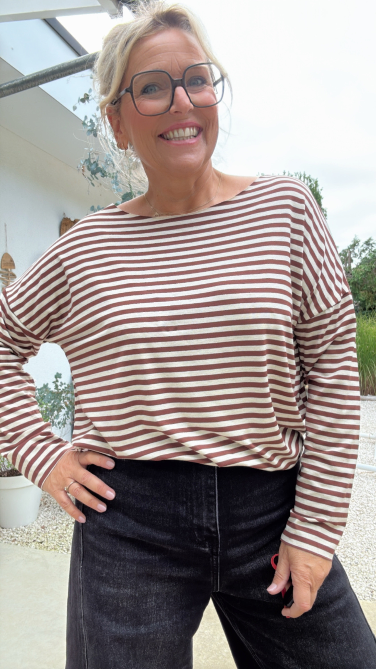 Anja bruin/ecru