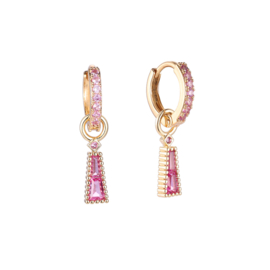 Trapezoid Diamond Pink Stack Gold-plated Earrings