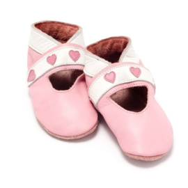 Baby Dutch babyslofjes hartje roze open