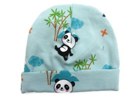 Babykleding Broekje + Mutsje Panda's licht blauw wit