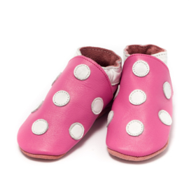 Baby Dutch babyslofjes roze met witte stippen