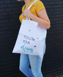 Witte katoenen tas - Follow your dreams