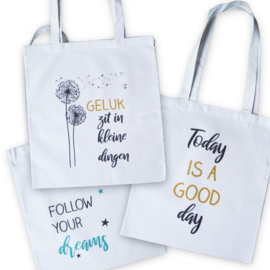 Witte katoenen tas - Follow your dreams